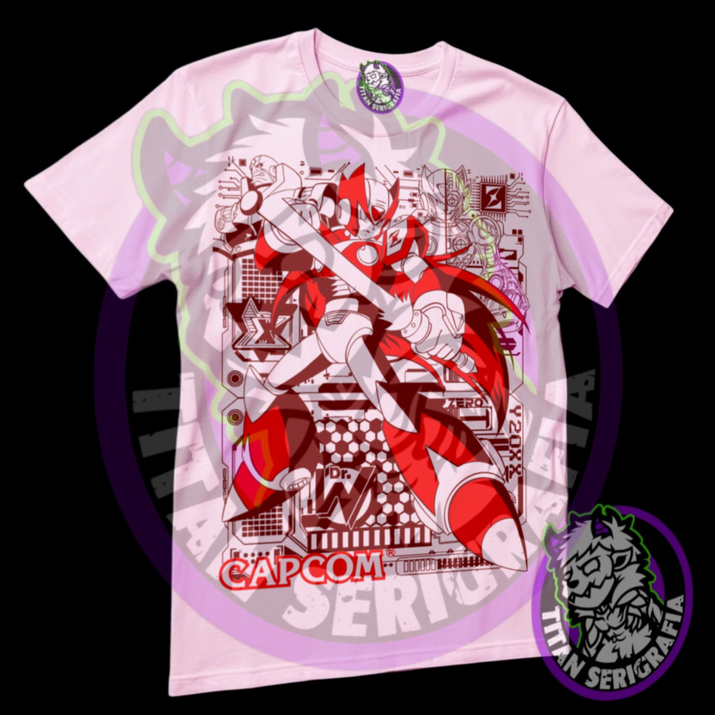 Polera blanca, arena y rosa Zero/Megaman X