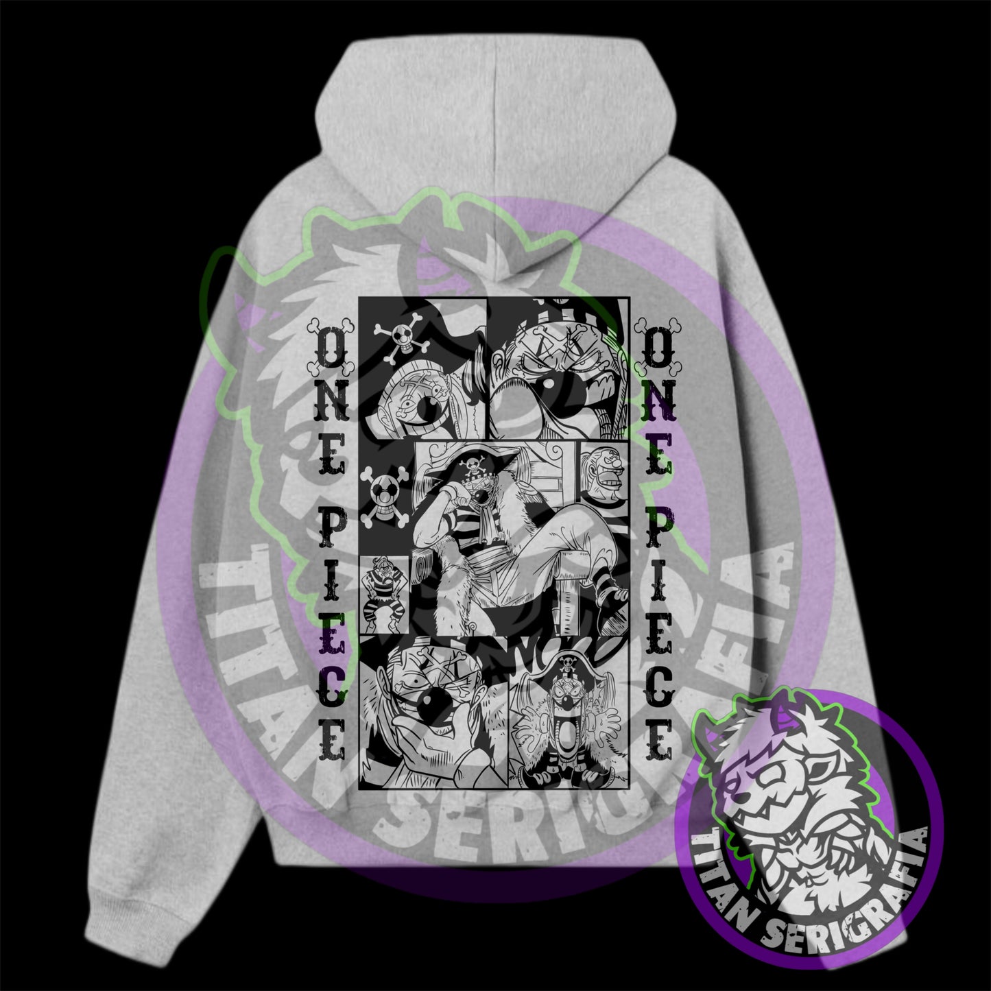 Poleron hoodie arena,gris y rosa Buggy-The Clown/One Piece