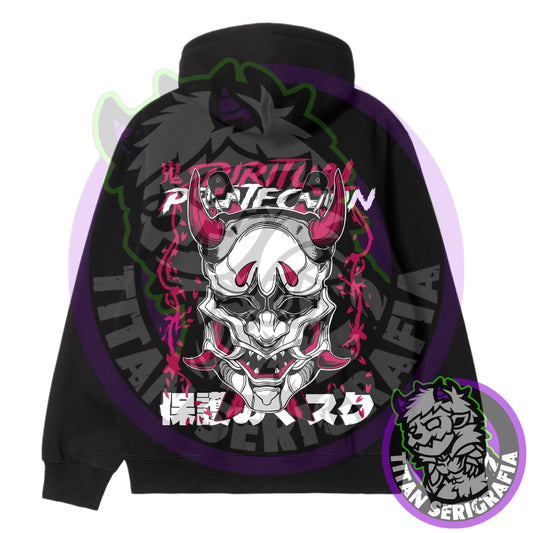 Poleron negro hoodie y polo Máscara Oni/Japo Theme