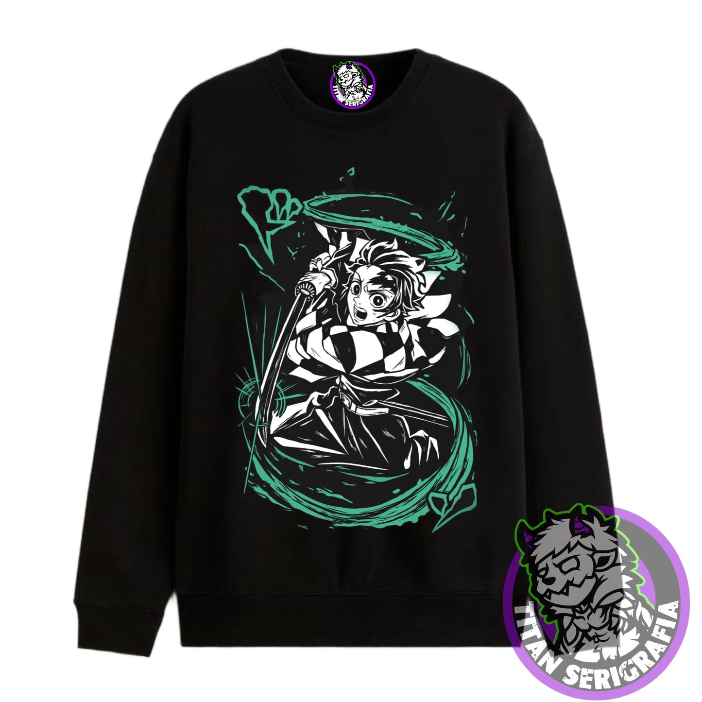 Poleron polo y Hoodie negro Tanjiro Kamado/Demon Slayer