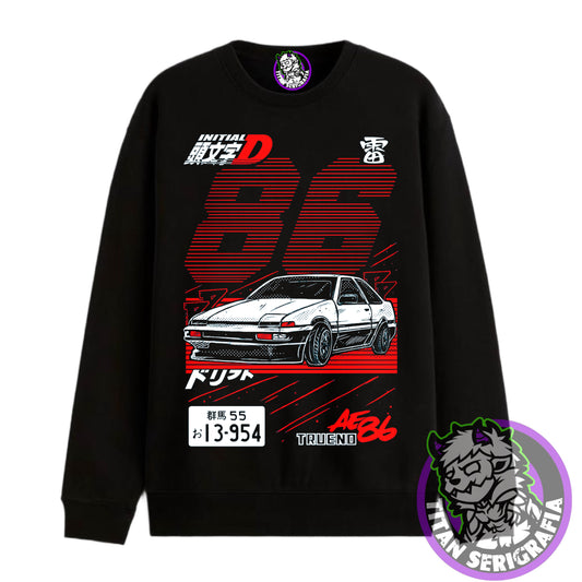 Poleron polo y hoodie negro Trueno/Initial D