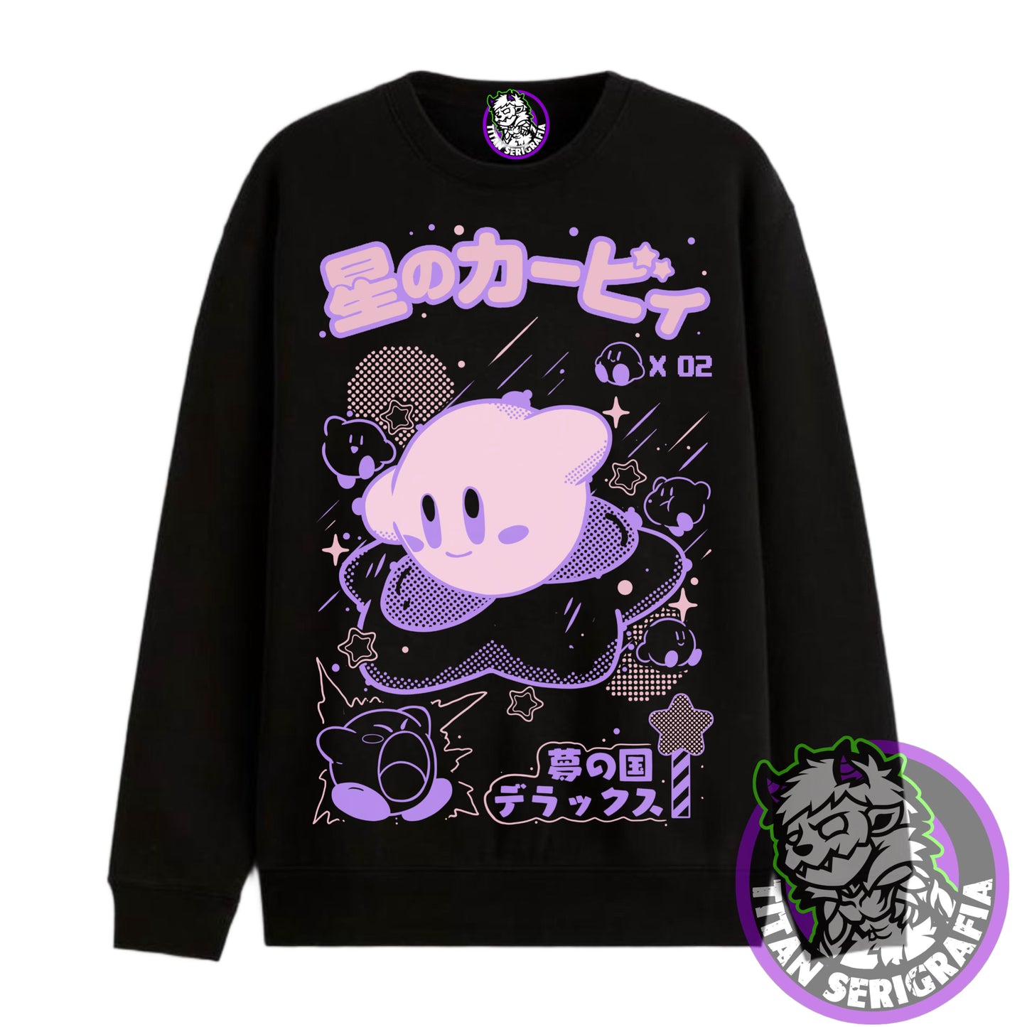 Poleron hoodie y polo negro Kirby/Games