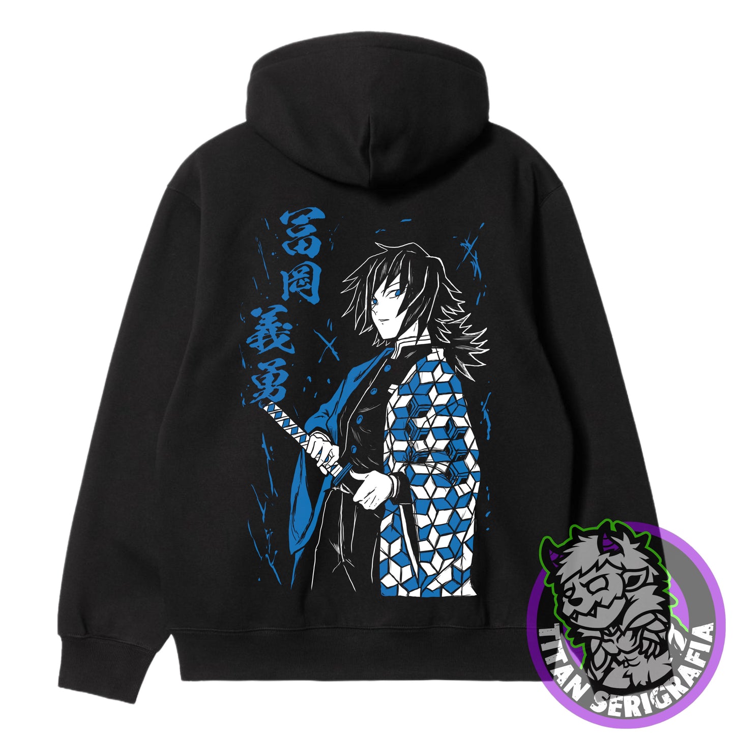 Poleron Hoodie y polo negro Giyu Tomioka/Demon Slayer