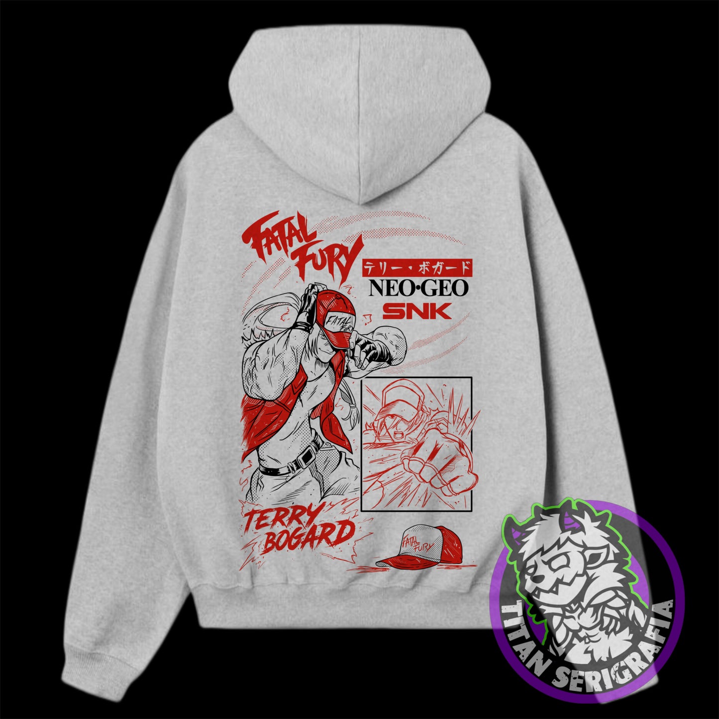 Poleron hoodie gris y rosa Terry Bogard/Fatal Fury/Games