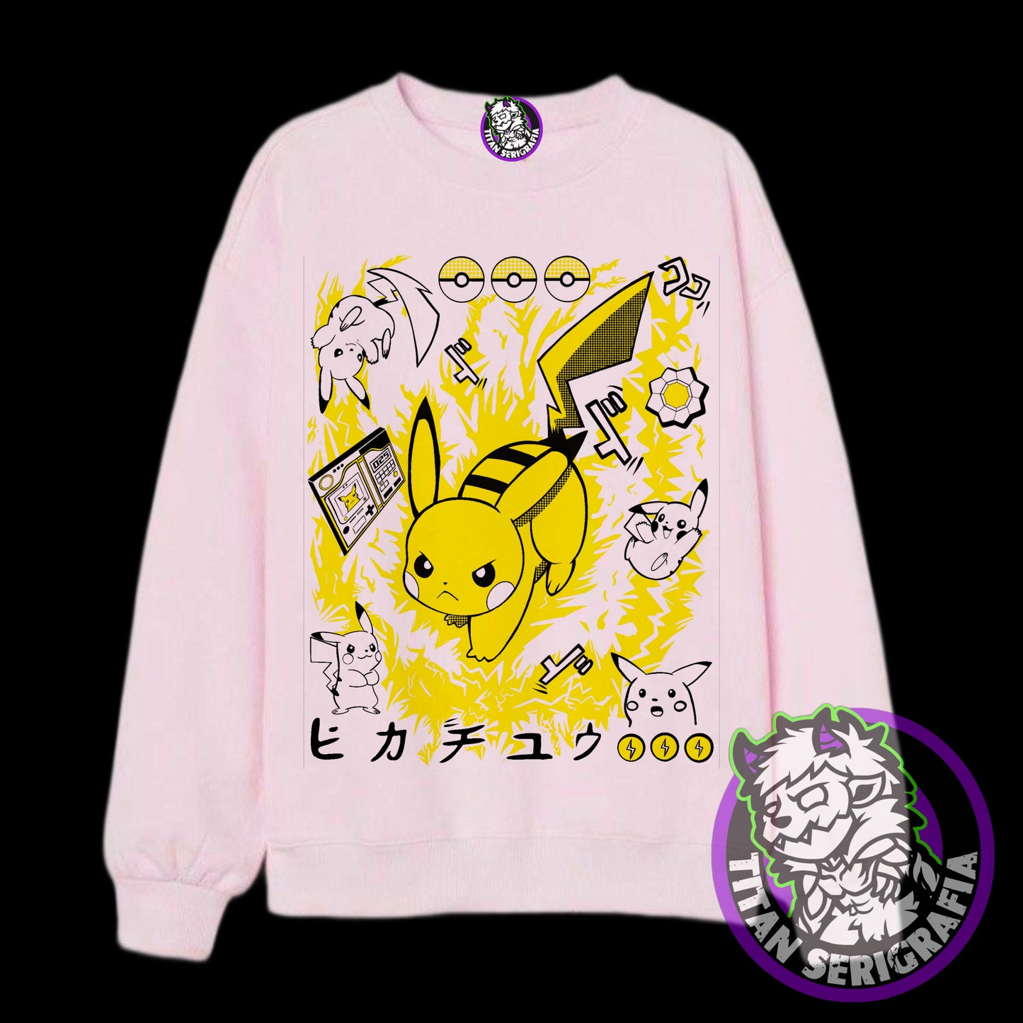 Poleron polo gris y rosa Pikachu/Pokemon