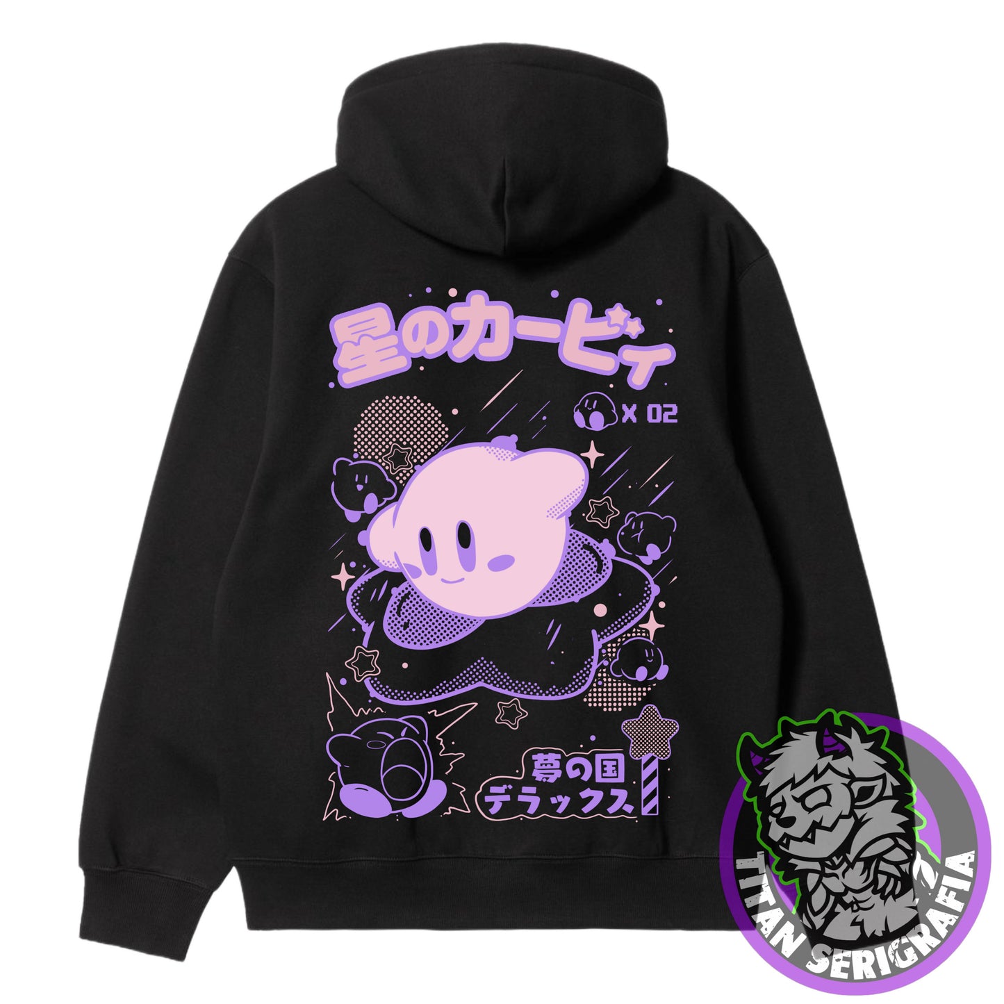 Poleron hoodie y polo negro Kirby/Games