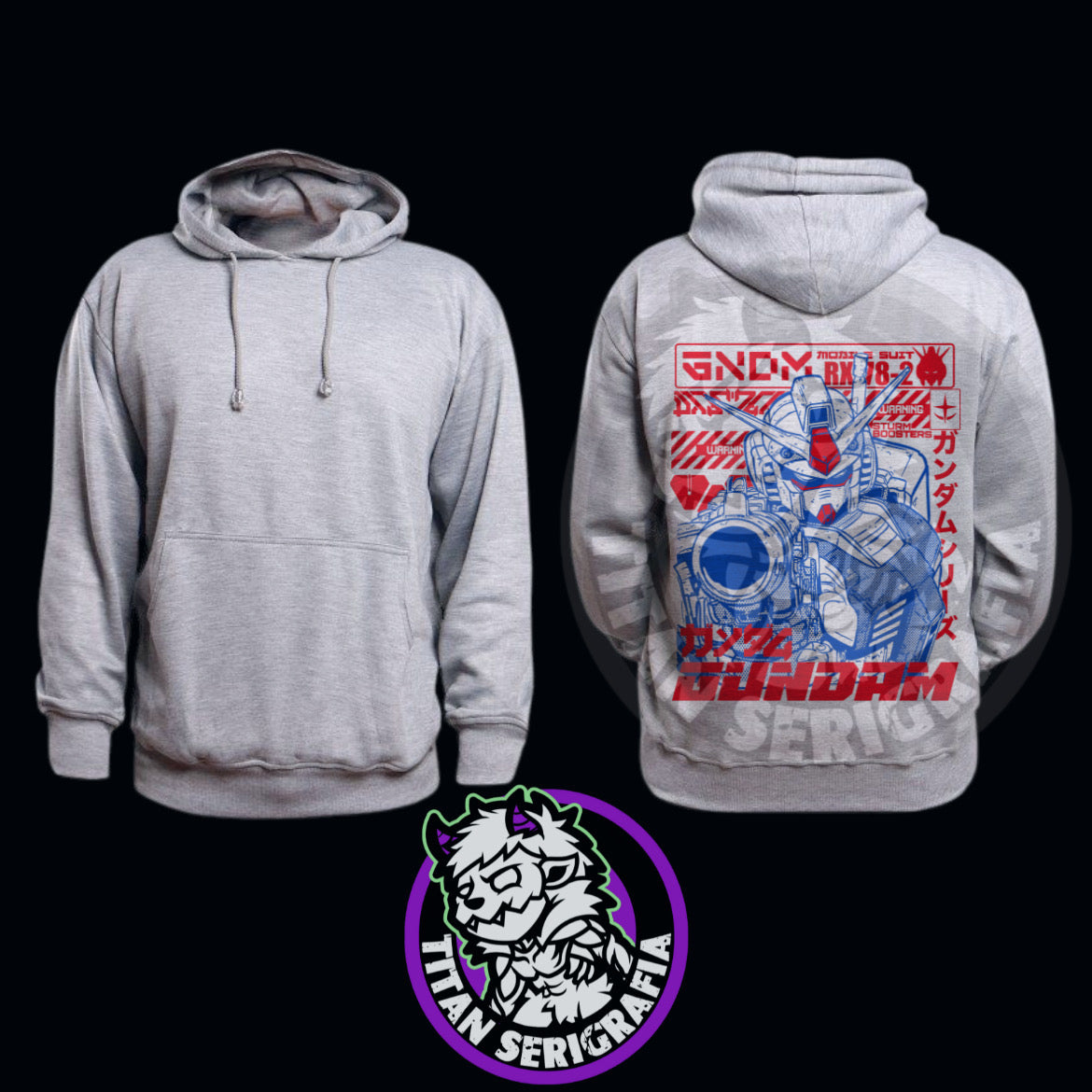 Poleron arena, gris y rosa hoodie RX-78-2/Gundam