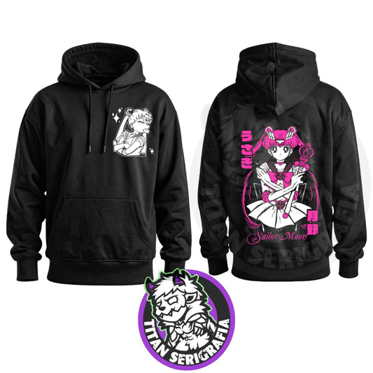 Poleron hoodie y polo negro Serena/Sailor Moon