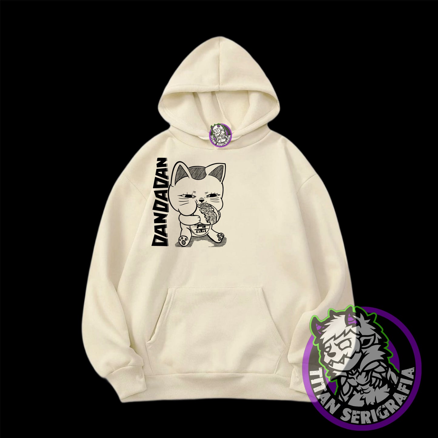 Poleron hoodie arena, gris y rosa Okarun y Momo/Dan Da Dan