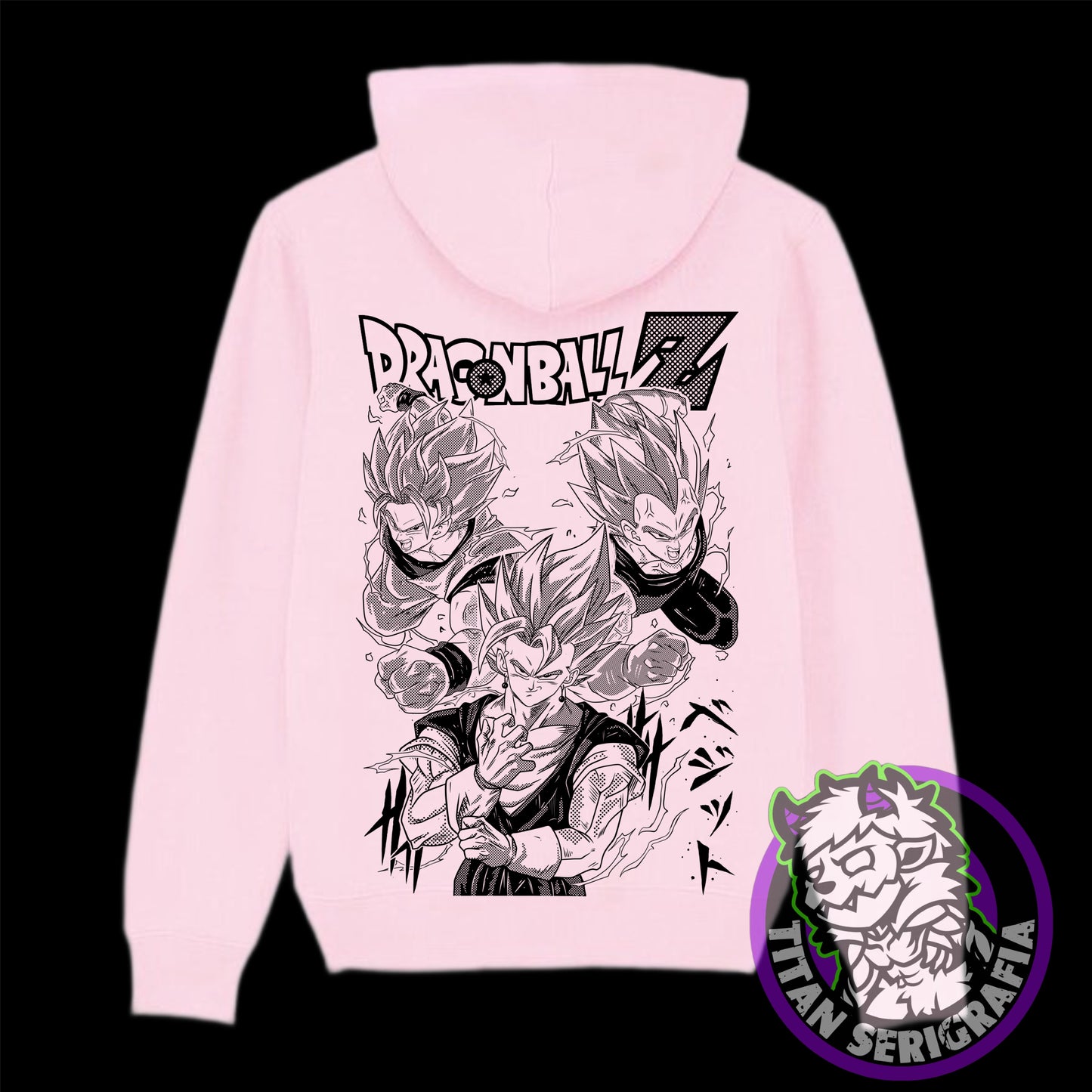 Poleron hoodie rosa y gris Vegetto/Dragon Ball Z