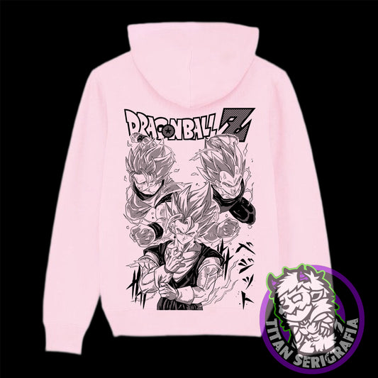 Poleron hoodie rosa y gris Vegetto/Dragon Ball Z