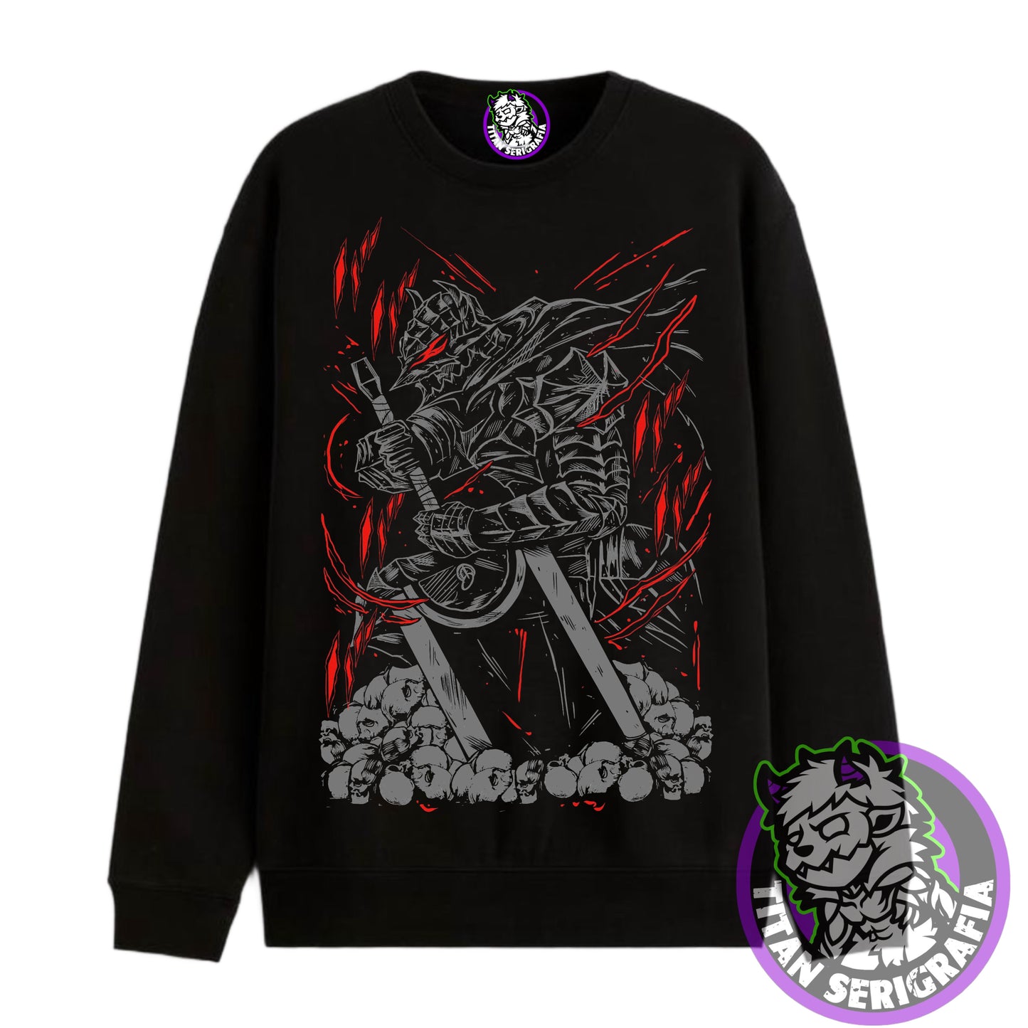 Poleron polo y hoodie negro Guts-Armadura/Berserk