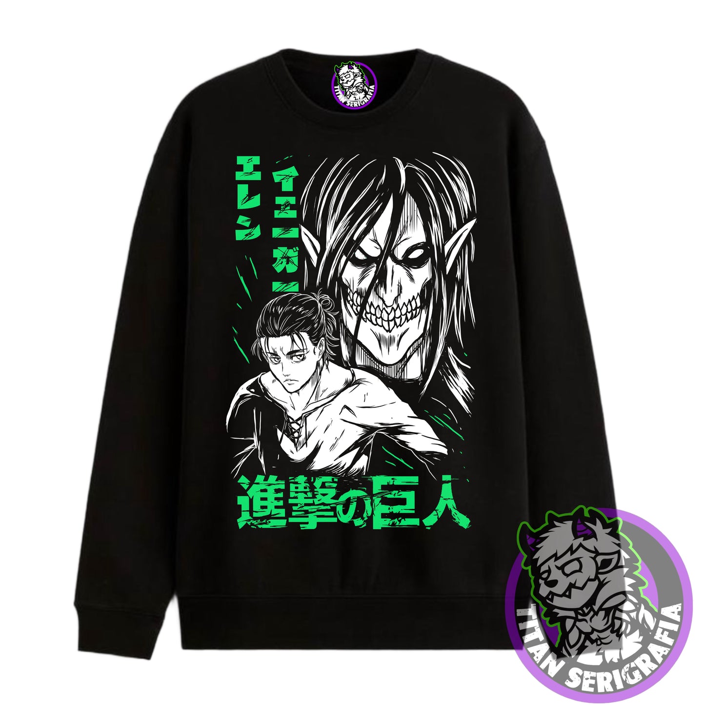 Poleron Hoodie(canguro) y polo negro Eren Jaeger/Attack on Titan