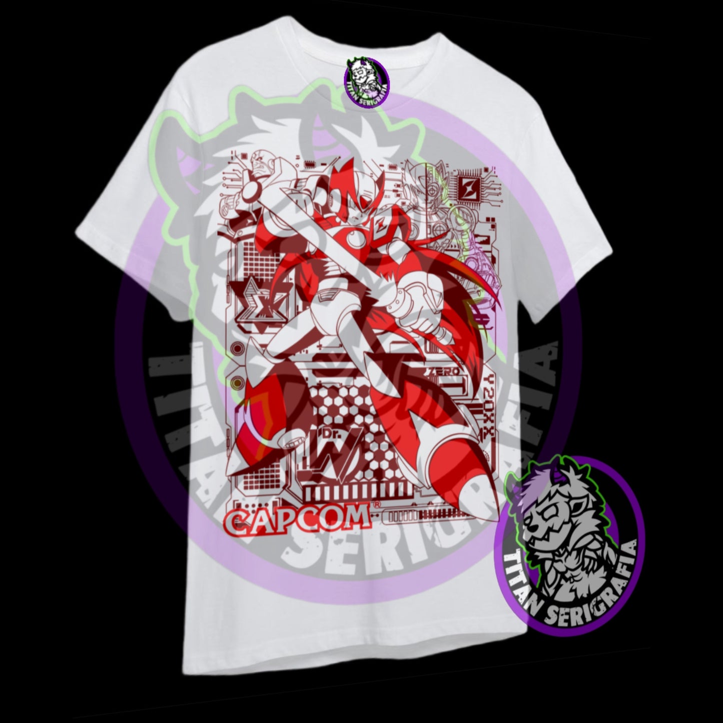 Polera blanca, arena y rosa Zero/Megaman X