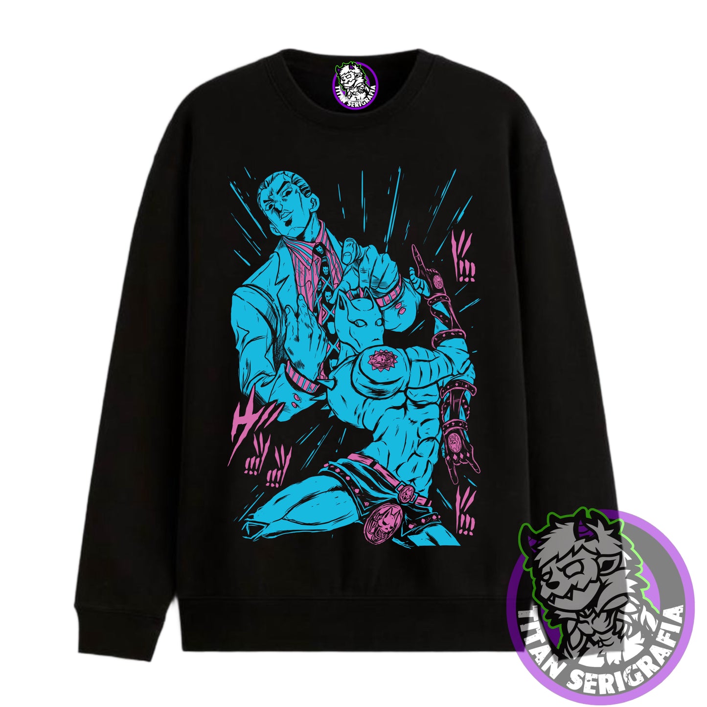 Poleron hoodie y polo negro Kira-Killer Queen/Jojo’s Bizarre Adventure