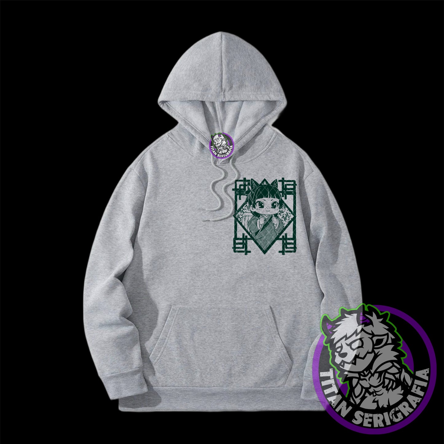 Poleron hoodie arena, rosa y gris de Maomao/Los diarios de la boticaria