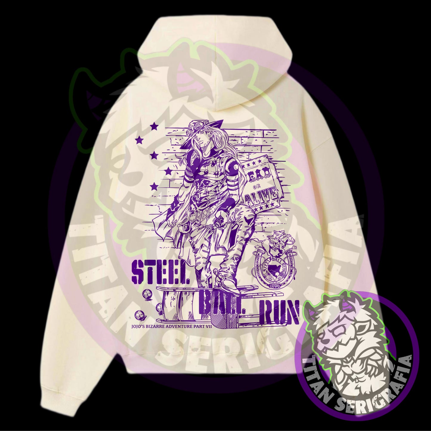 Poleron hoodie arena, gris y rosa Gyro Zeppeli/Jojo’s Bizarre Adventure