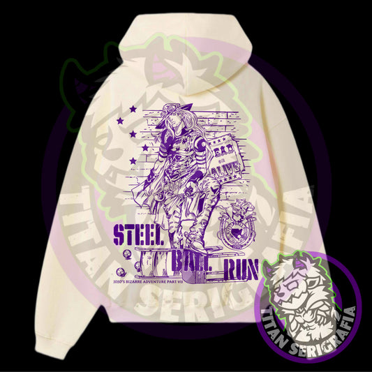 Poleron hoodie arena, gris y rosa Gyro Zeppeli/Jojo’s Bizarre Adventure