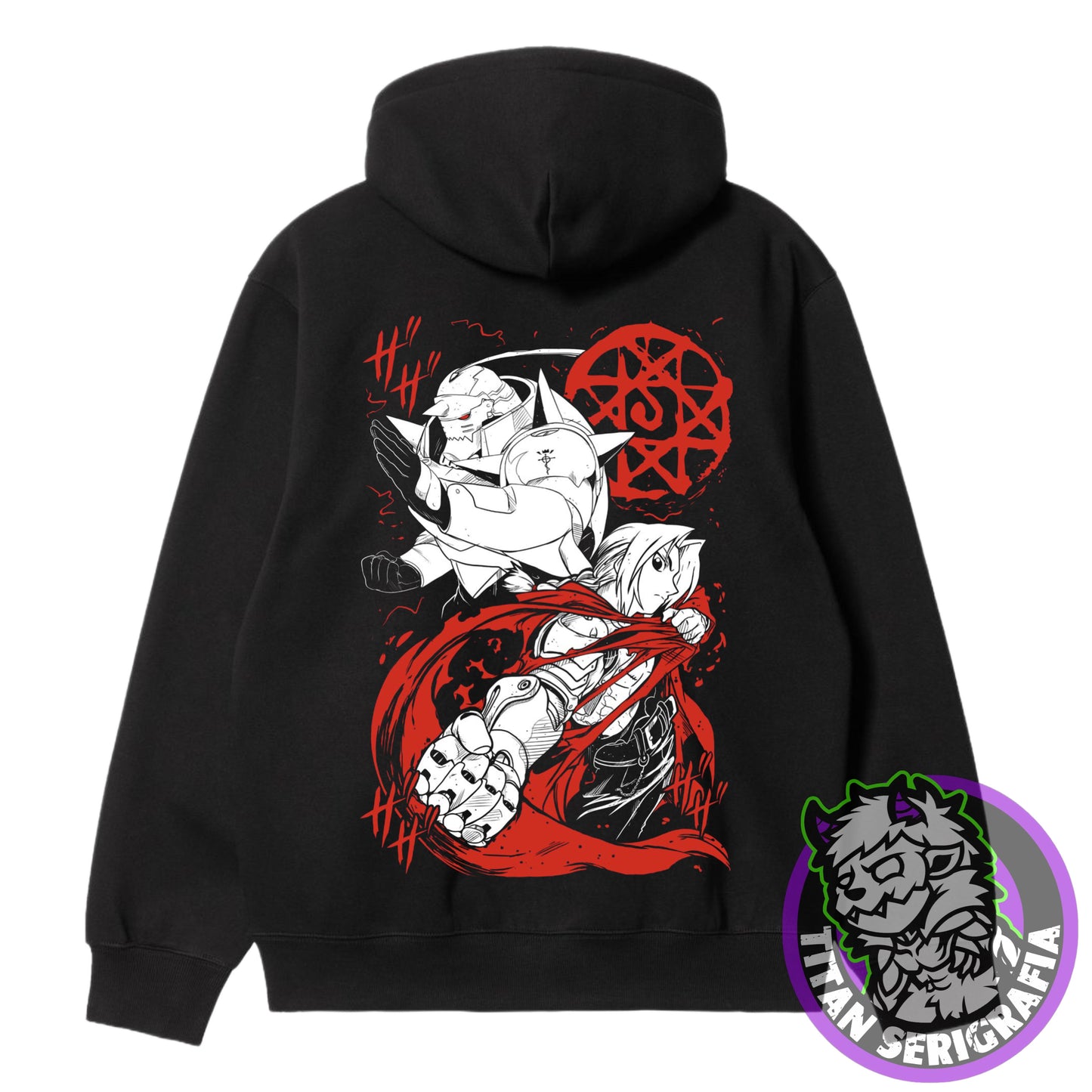 Poleron hoodie y polo negro Full Metal Alchemist