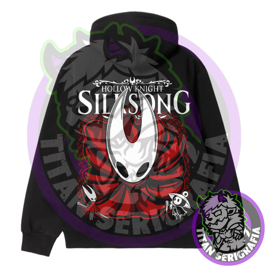 Poleron negro hoodie y polo Hornet/Silksong(Hollow Knight)