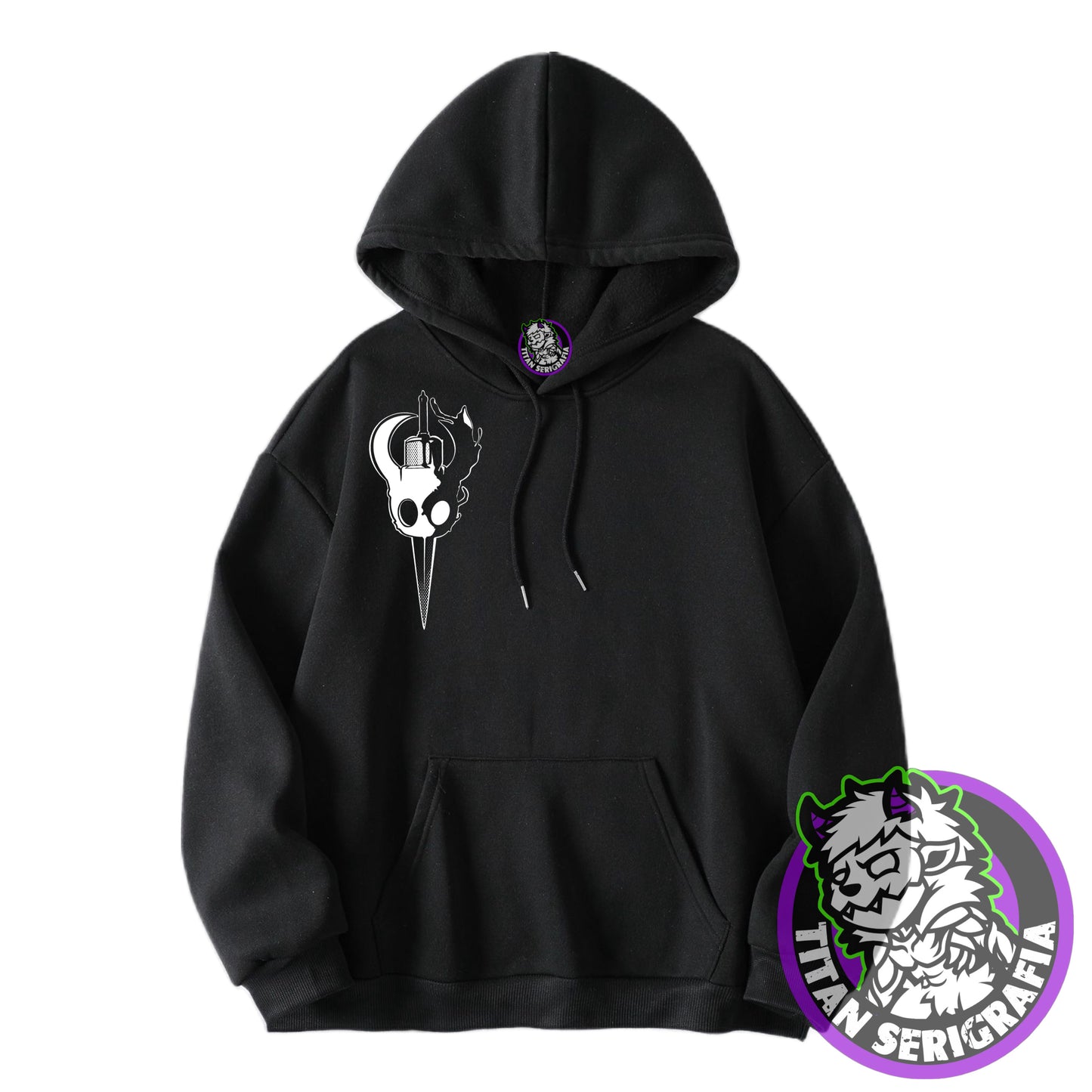 Poleron hoodie y polo negro Hollow Knight