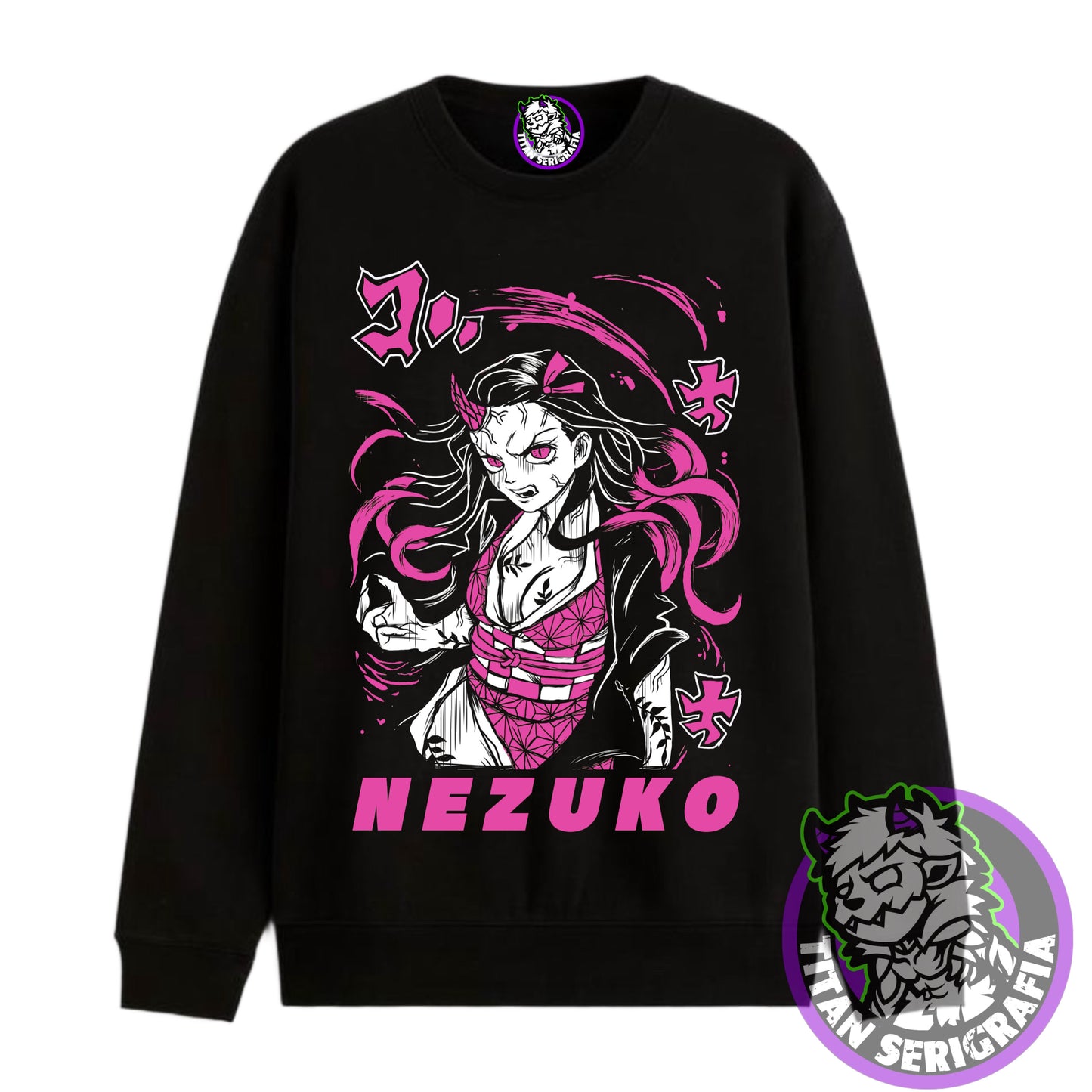 Poleron polo y Hoodie negro Nezuko Kamado/Demon Slayer