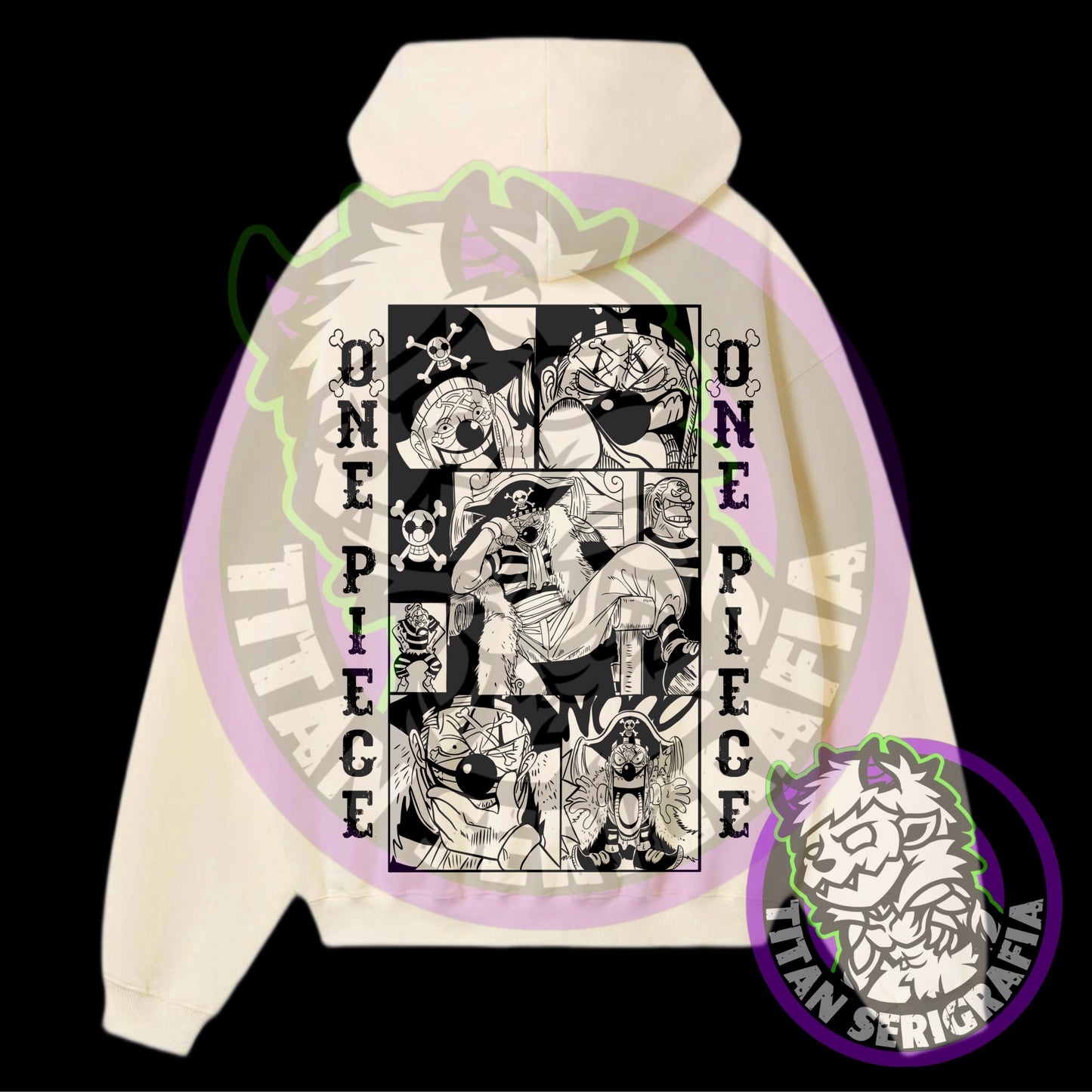 Poleron hoodie arena,gris y rosa Buggy-The Clown/One Piece