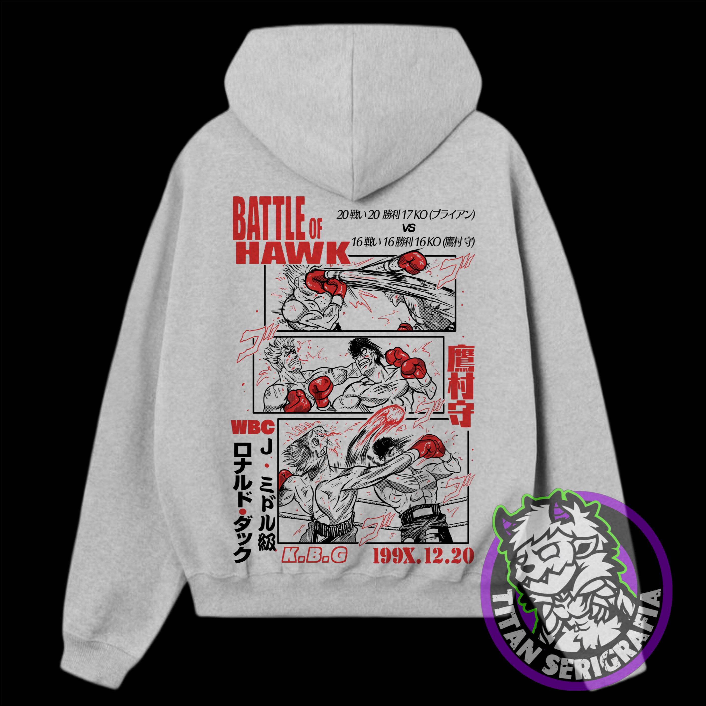 Hawk Inppo Poleron hoodie gris y rosa Takamura vs Hawk/Hajime no Ippo ...