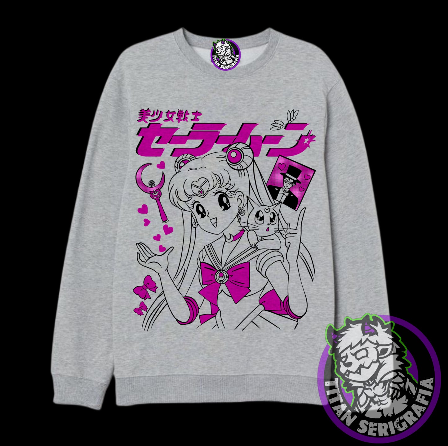 Poleron polo rosa y gris Usagi/Sailor Moon