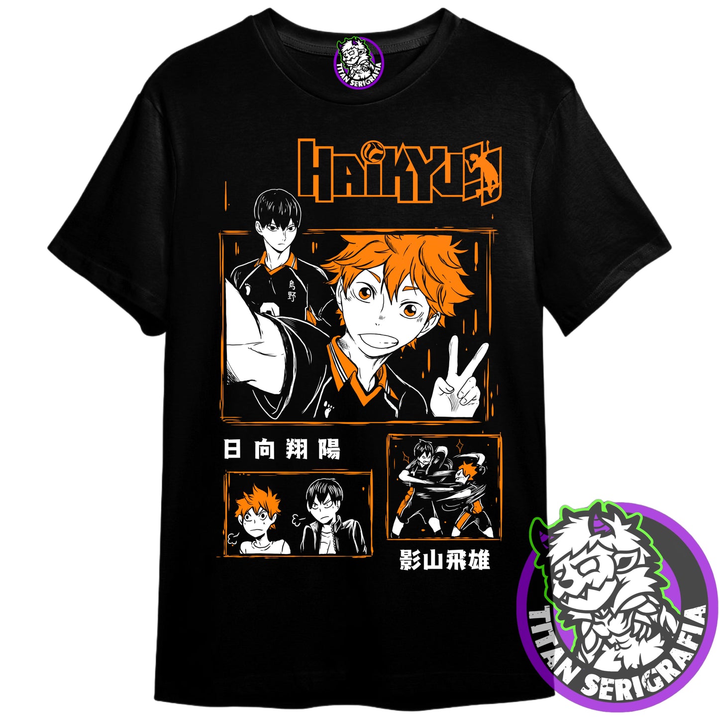 Polera negra Hinata y Kageyama/Haikyuu