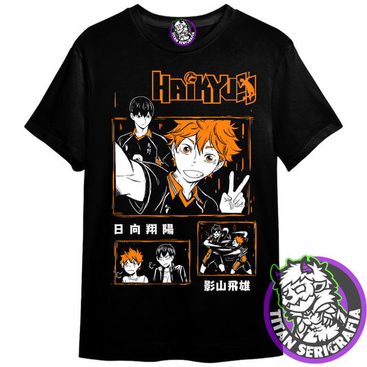 Polera negra Hinata y Kageyama/Haikyuu