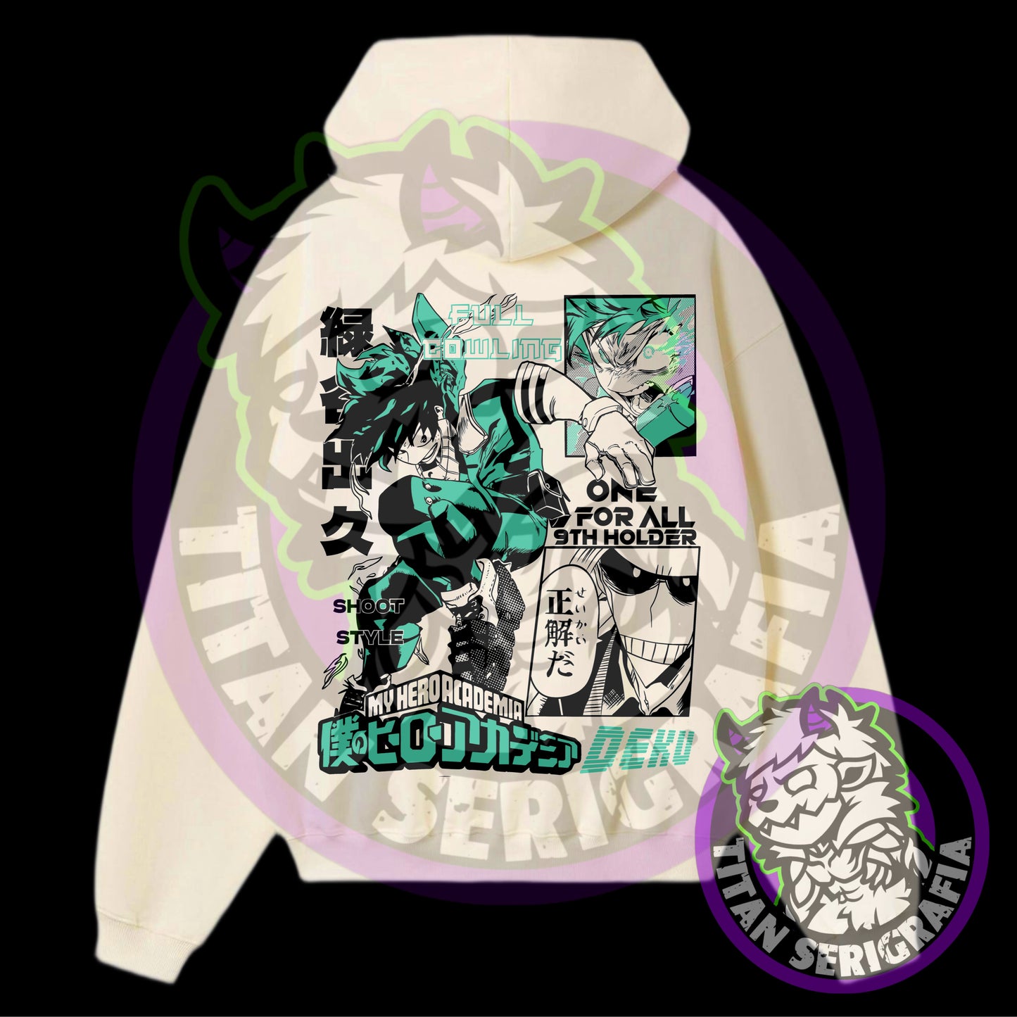 Poleron hoodie gris, arena y rosa Deku (Izuku Midoriya)/Boku no Hero