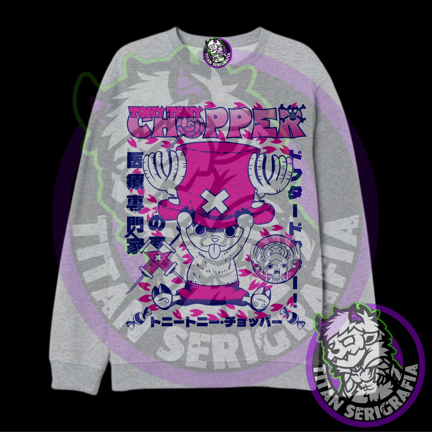 Poleron polo rosa y gris Tony Tony Chopper/One Piece