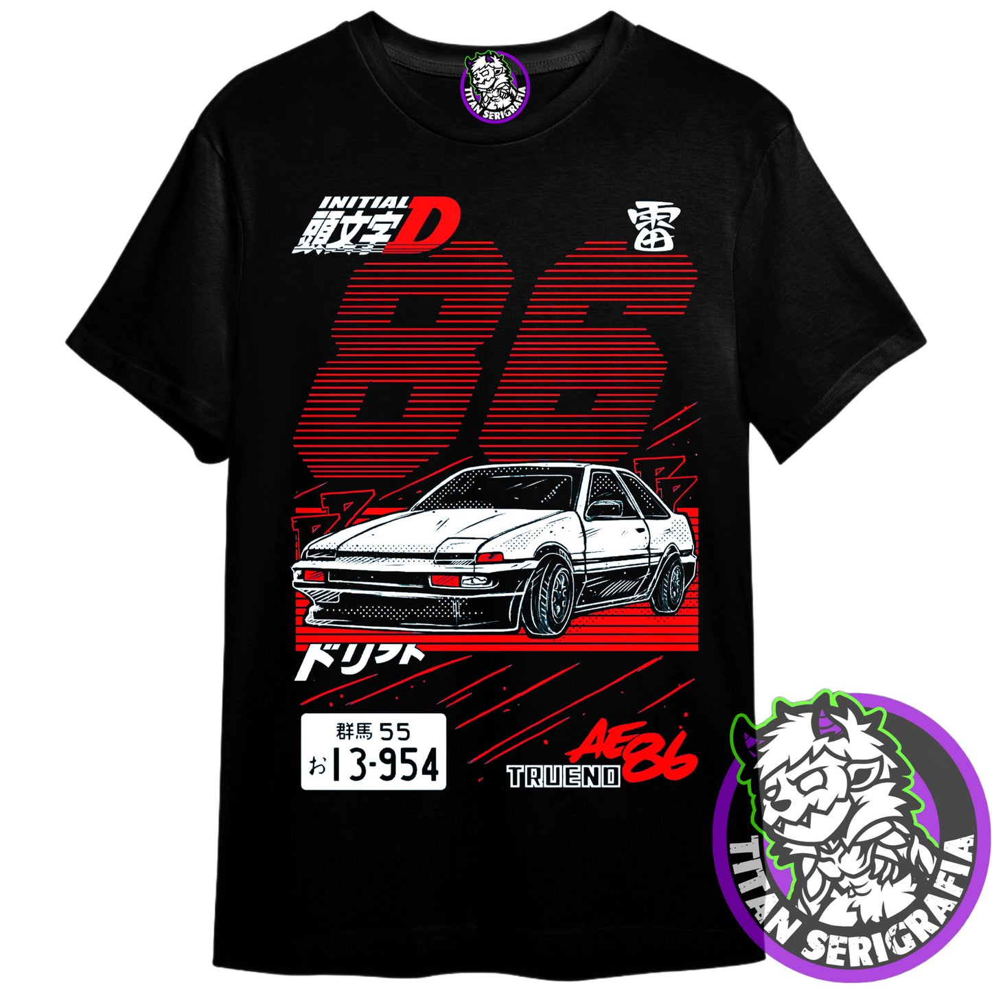 Polera negra Trueno/Initial D