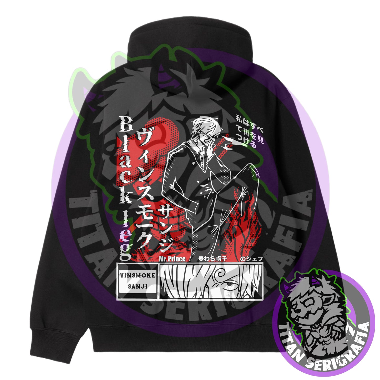 Poleron hoodie y polo negro Vinsmoke Sanji/One Piece