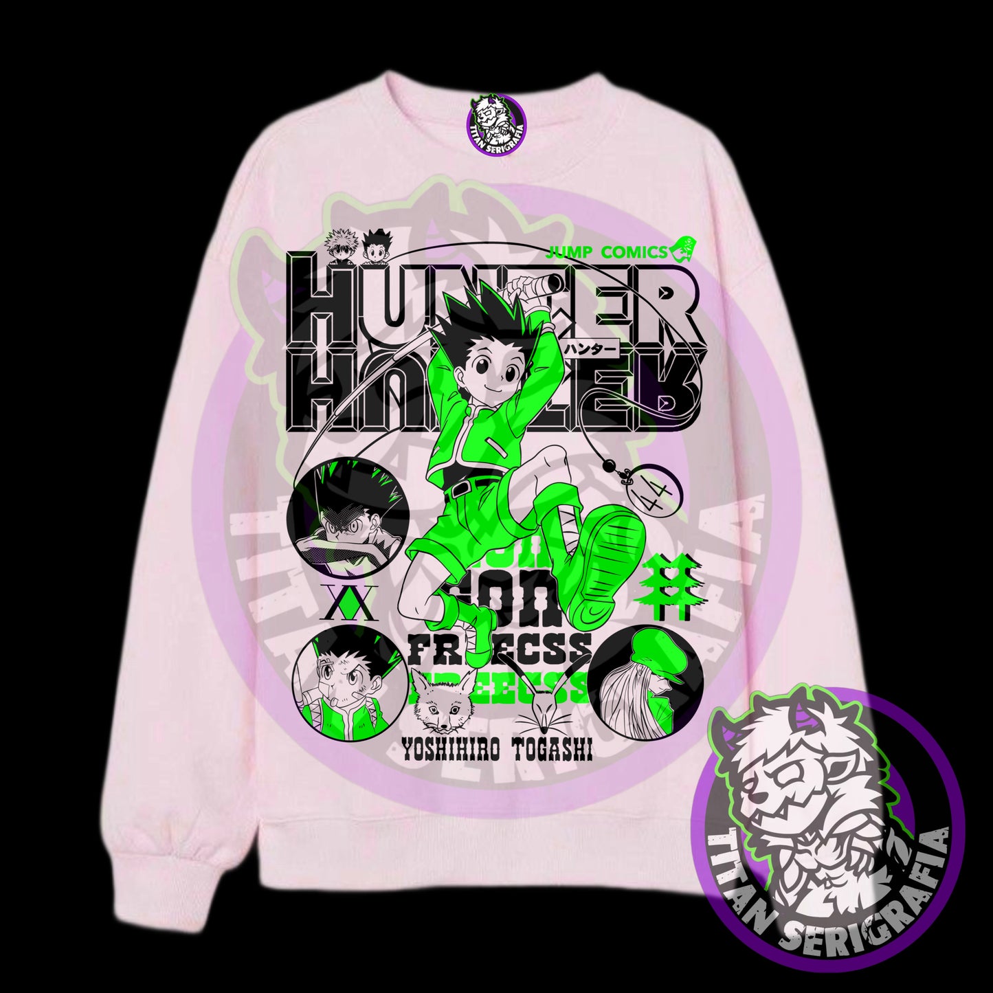 Poleron polo gris y rosa Gon Freecss/Hunter X Hunter