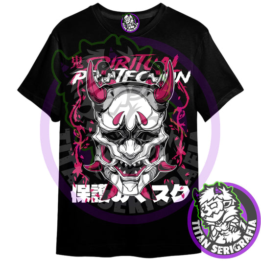 Polera negra de Máscara Oni/Japo Theme