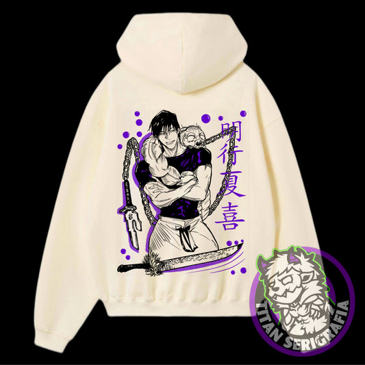 Poleron hoodie arena,rosa y gris Toji Fushiguro/Jujutsu Kaisen