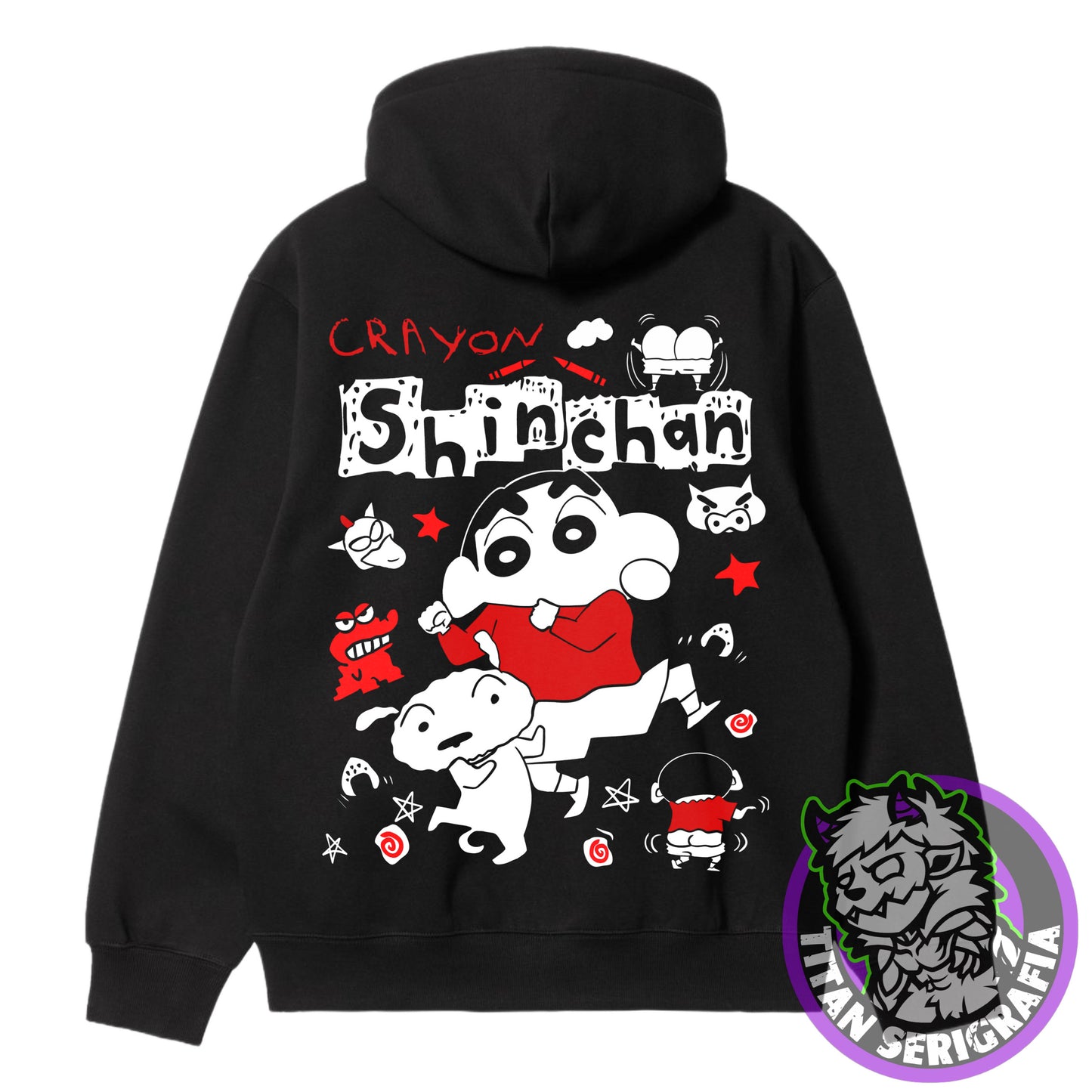 Poleron polo y hoodie negro Crayon Shin Chan