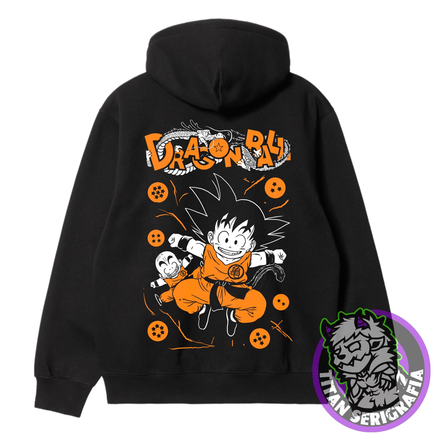 Poleron polo y hoodie negro Goku y Krilin pequeños/Dragon Ball