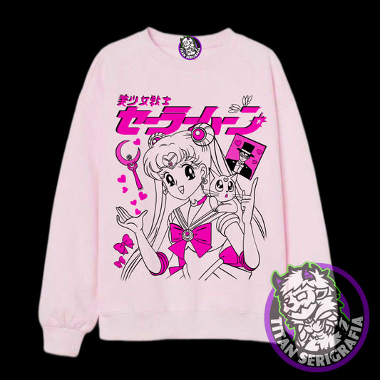 Poleron polo rosa y gris Usagi/Sailor Moon