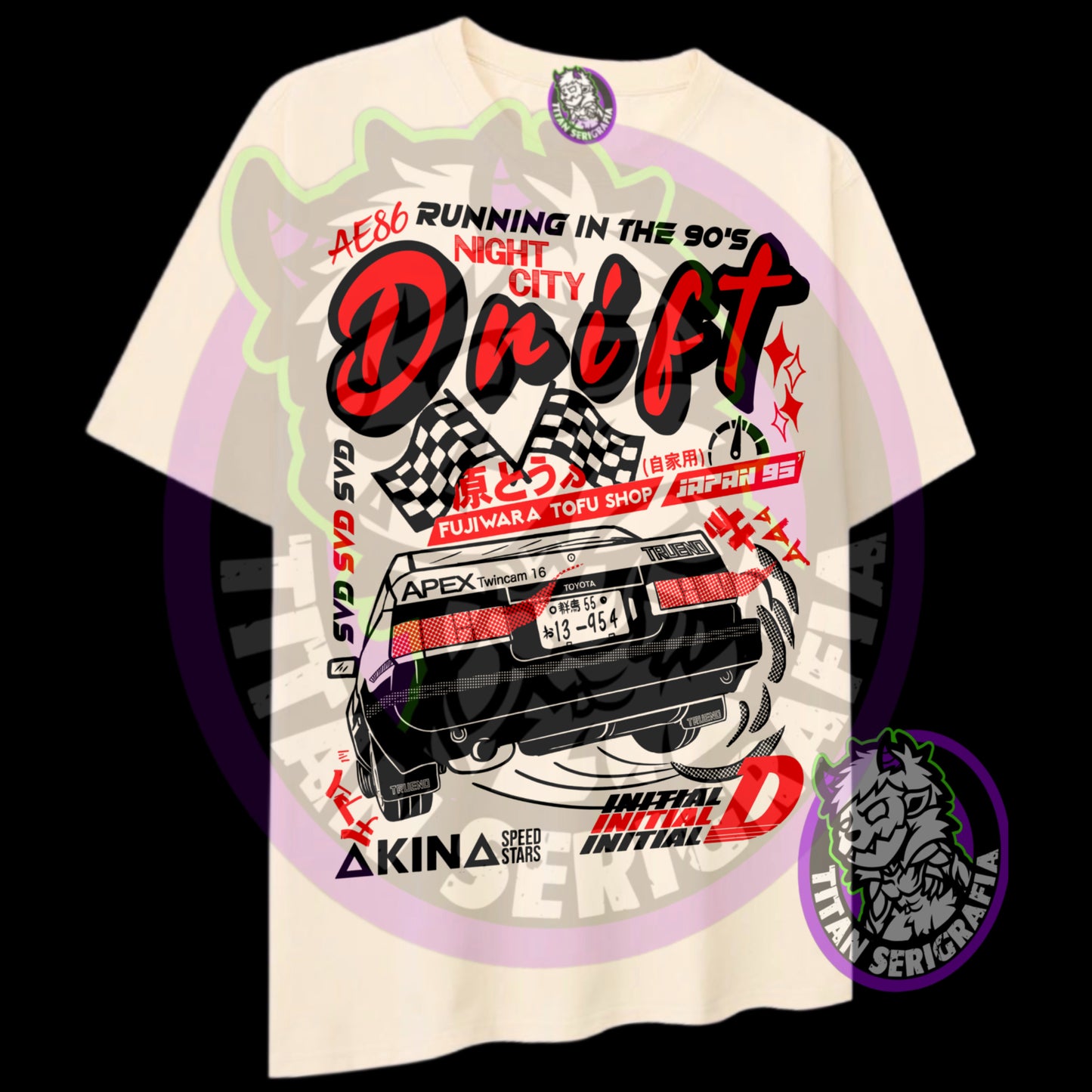 Polera blanca Trueno Drift-Initial D