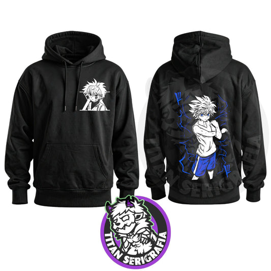 Poleron hoodie y polo negro Killua Zoldyck/Hunter X Hunter
