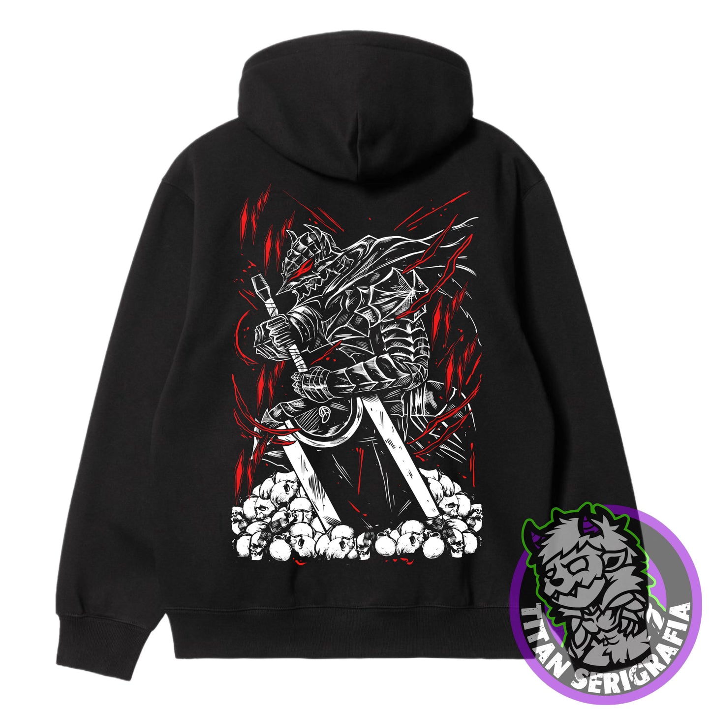 Poleron polo y hoodie negro Guts-Armadura/Berserk