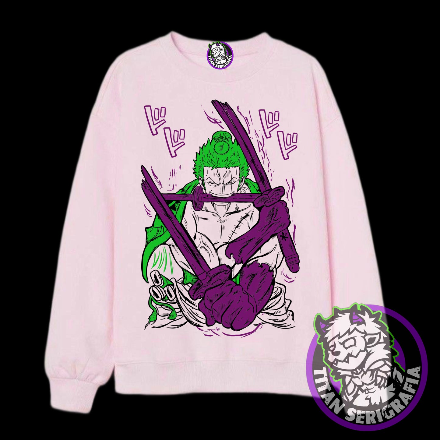 Poleron polo gris y rosa Roronoa Zoro/One Piece