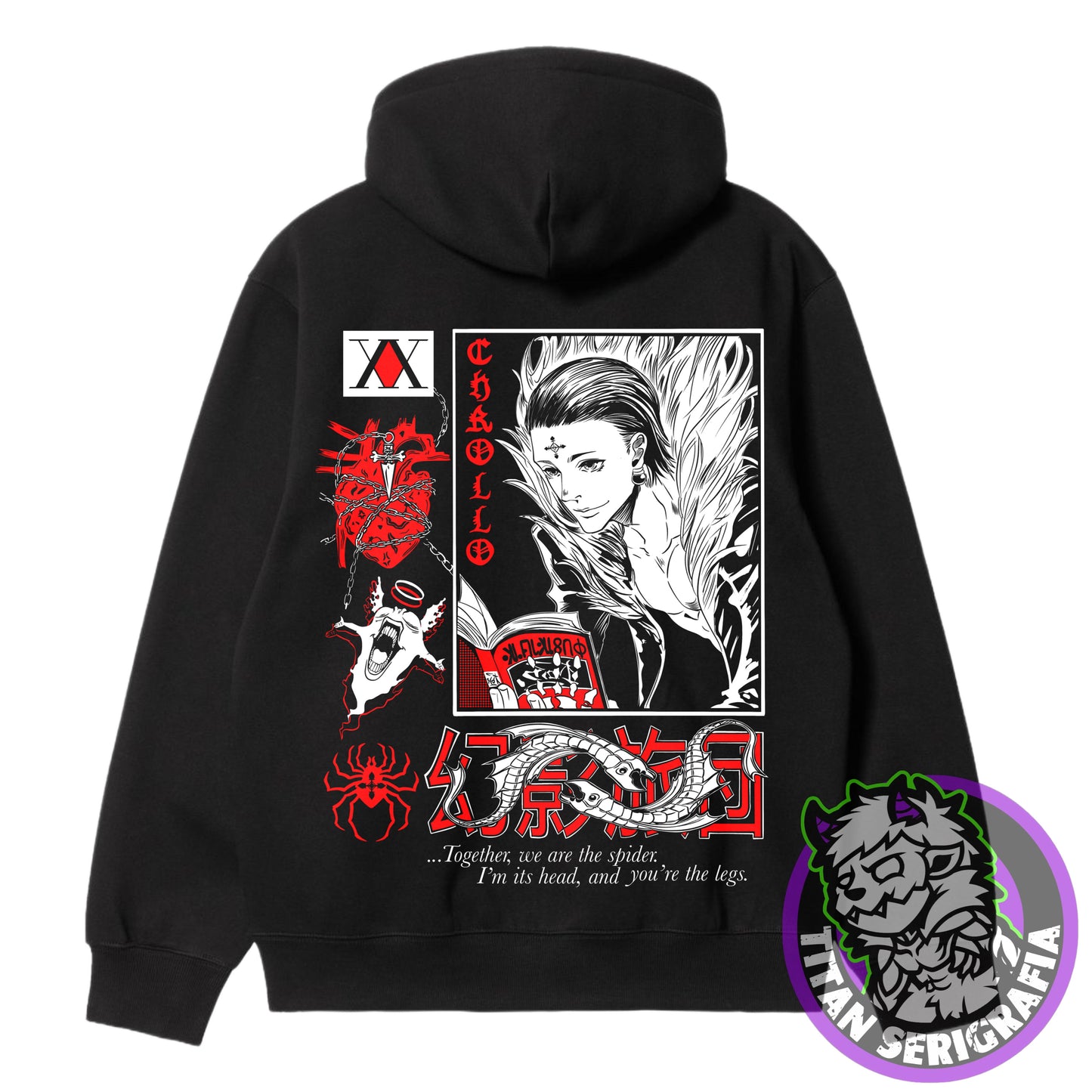 Poleron hoodie y polo negro Chrollo Lucilfer/Hunter X Hunter