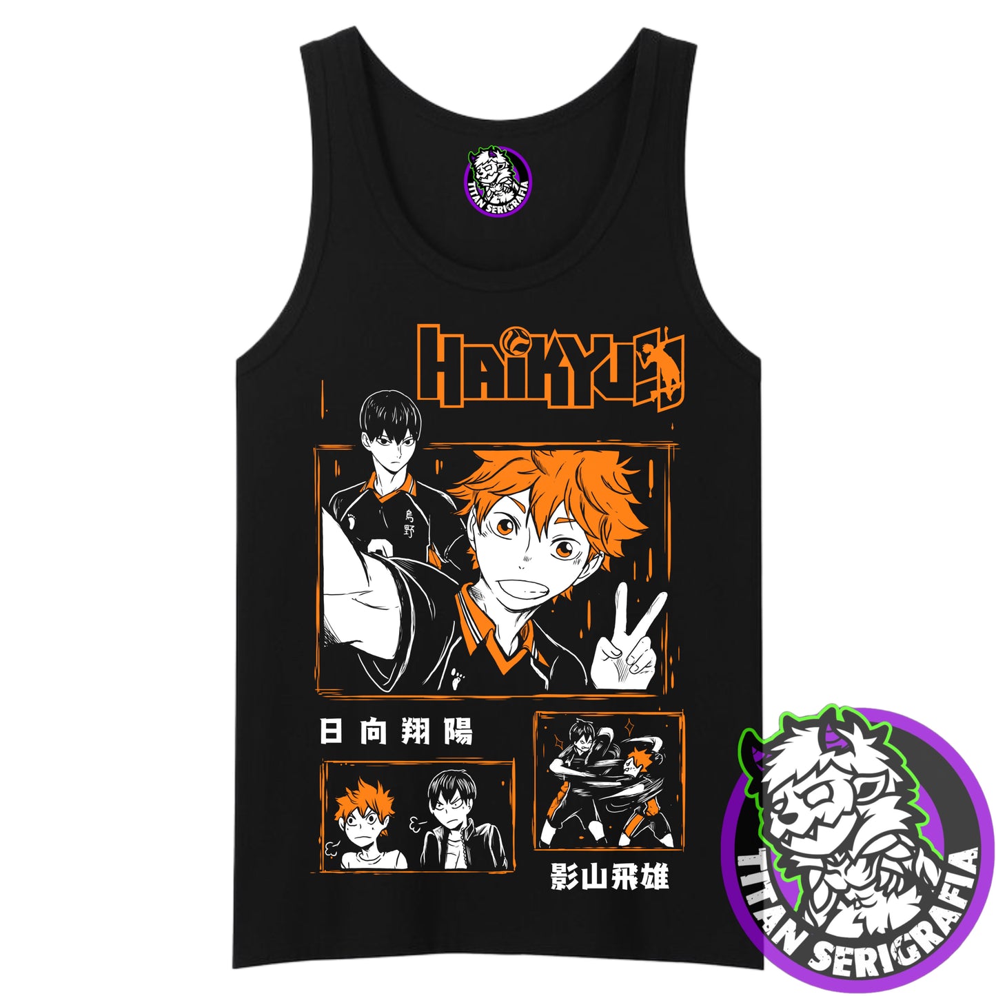 Polera negra Hinata y Kageyama/Haikyuu