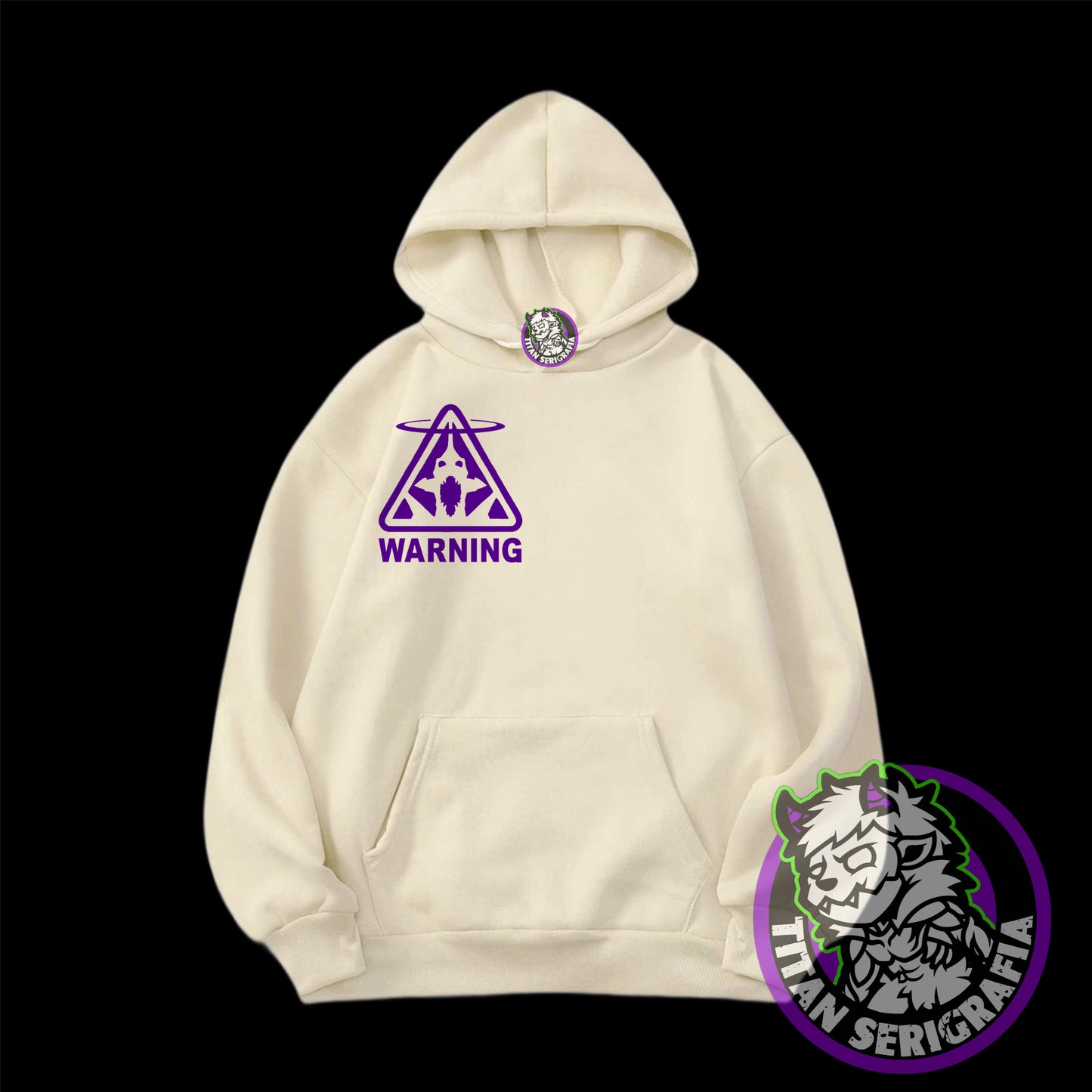 Poleron hoodie arena, rosa y gris Eva01/Neon Genesis Evangelion