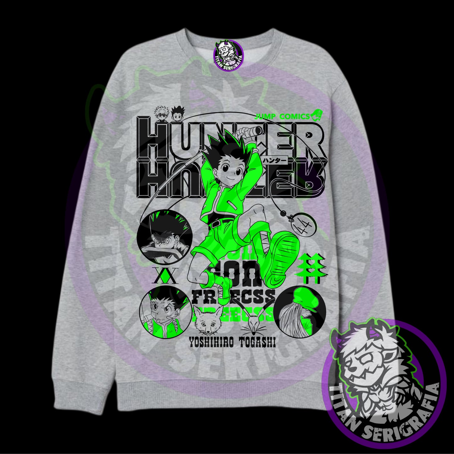 Poleron polo gris y rosa Gon Freecss/Hunter X Hunter