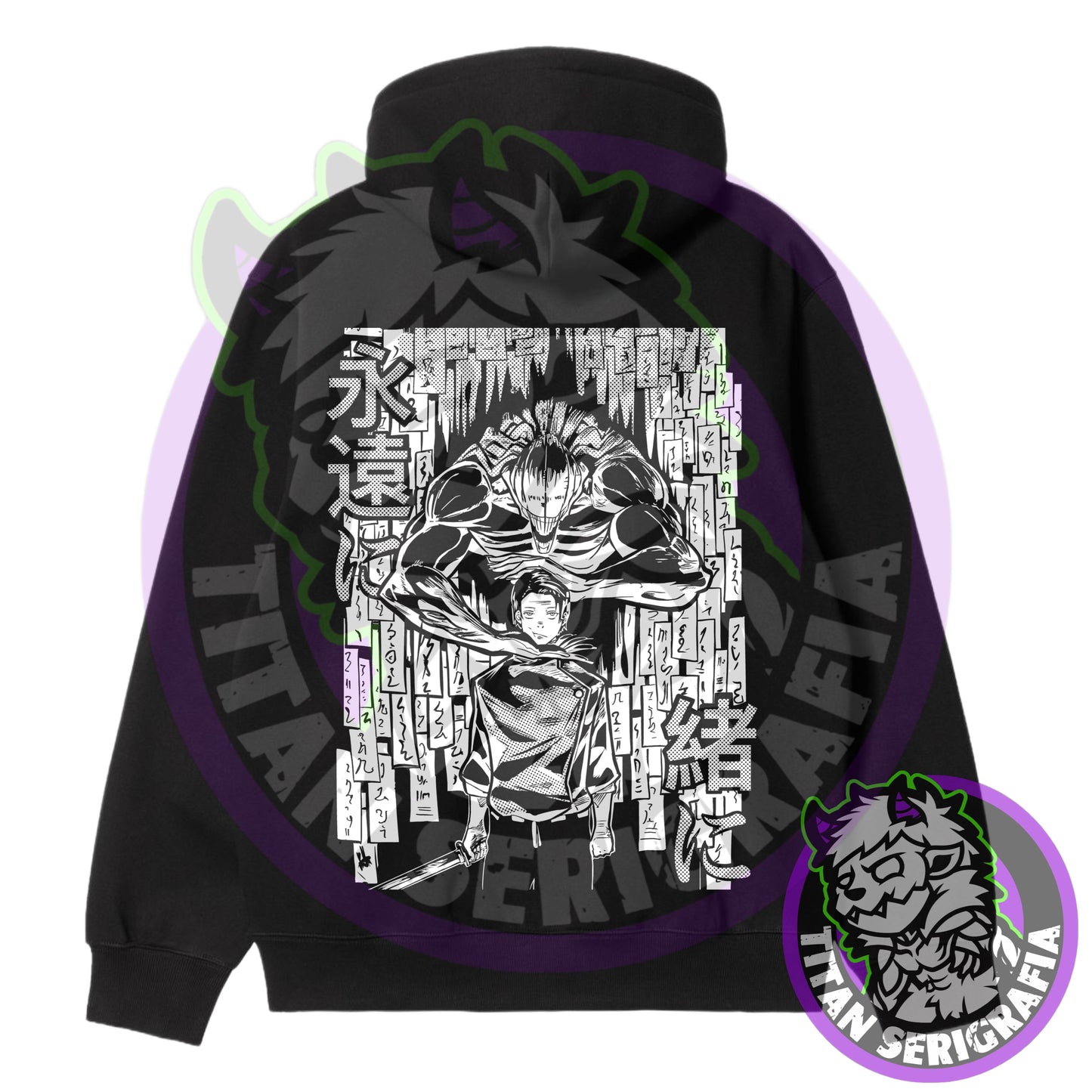 Poleron hoodie y polo negro Yuta Okkotsu/Jujutsu Kaisen